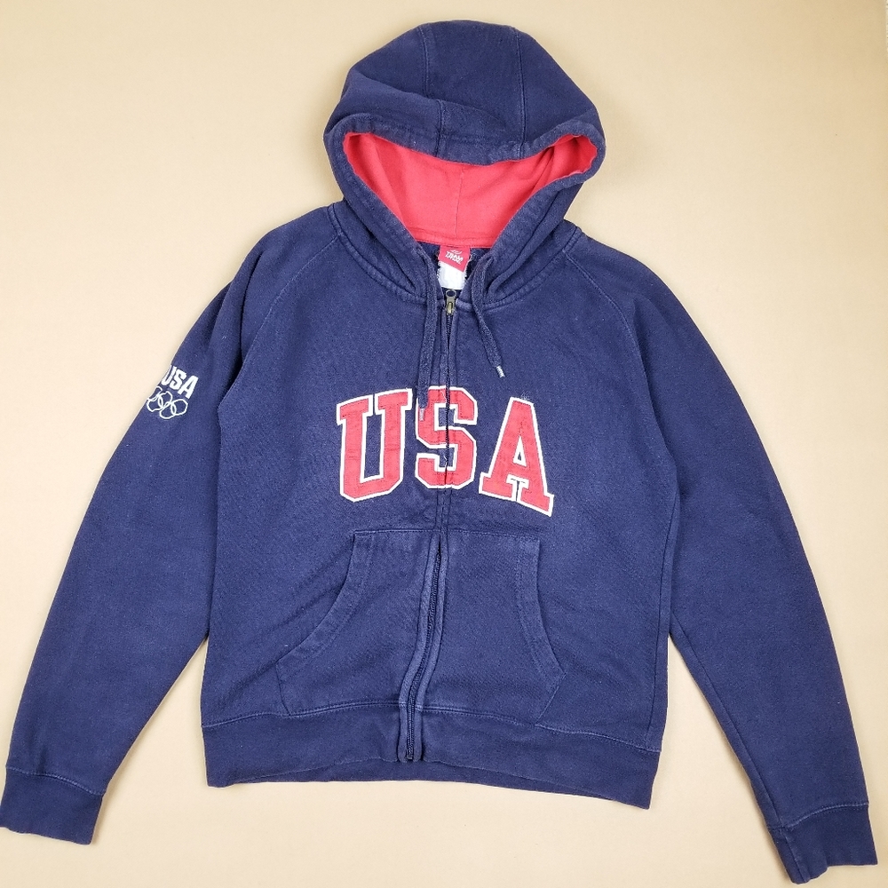 VTG 00's Team USA Olympic Embroidered Logo Zip Up Hoodie